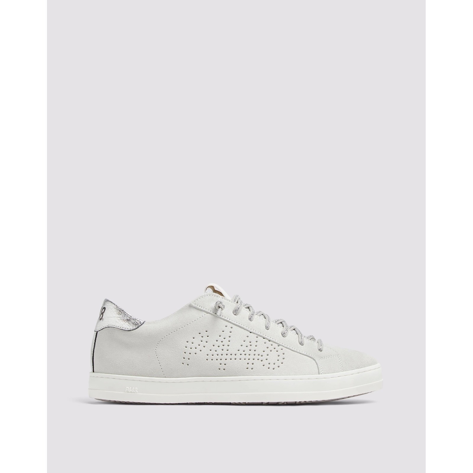 P448 John Off-White Silver Suede Low Top Sneakers Made In Italy 40 / 10